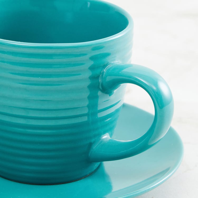 Colour Connect Solid Sets - Stoneware -220 ml -Saucer 14.5 cm  L x 2 cm  HCup 12 cm  L x 9 cm  H -Blue