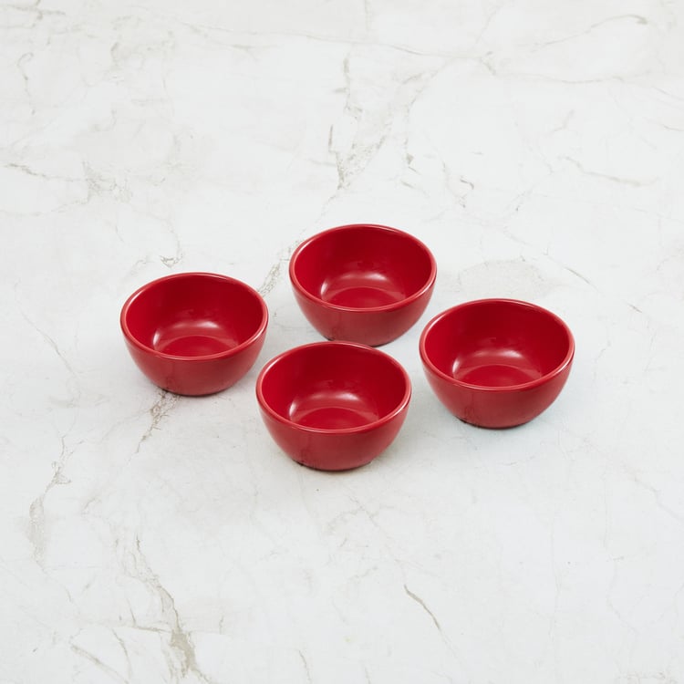 Colour Connect Solid Sets - Stoneware - Dip Bowl set - 3 cm H x 7 cm - Microwave Compatible - Red