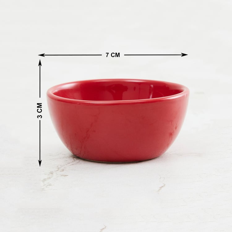 Colour Connect Solid Sets - Stoneware - Dip Bowl set - 3 cm H x 7 cm - Microwave Compatible - Red