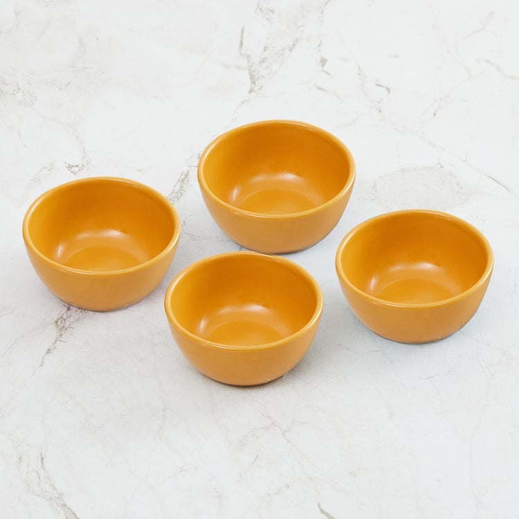 Colour Connect Solid Sets  - Stoneware -  Dip Bowl set - 3 cm  H x 7 cm  - Microwave Compatible -  Yellow