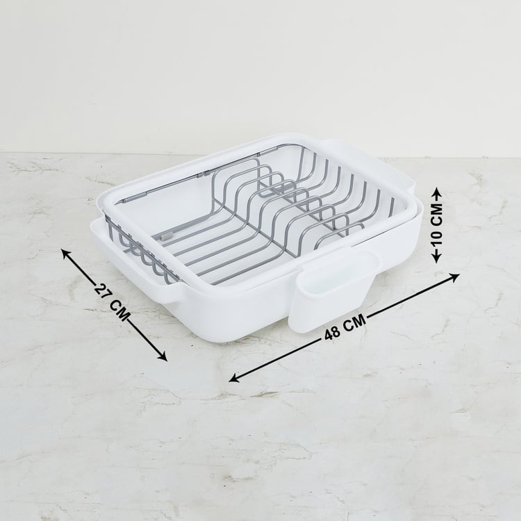 Orion Solid Dish Rack - Plastic - Dish Rack - 48 cm  L x 27 cm  W x 10 cm  H - White