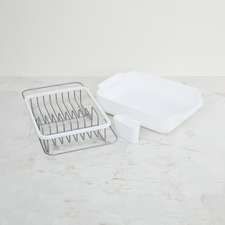 Orion Solid Dish Rack - Plastic - Dish Rack - 48 cm  L x 27 cm  W x 10 cm  H - White