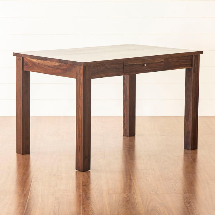 Veda 4-Seater Sheesham Wood Dining Table Set with 2 Benches - Brown