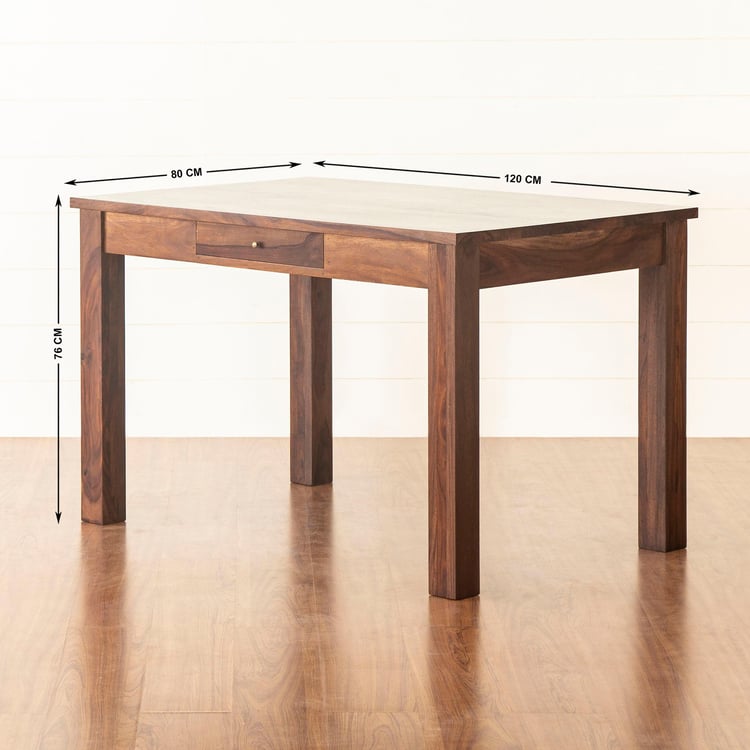 Veda 4-Seater Sheesham Wood Dining Table Set with 2 Benches - Brown