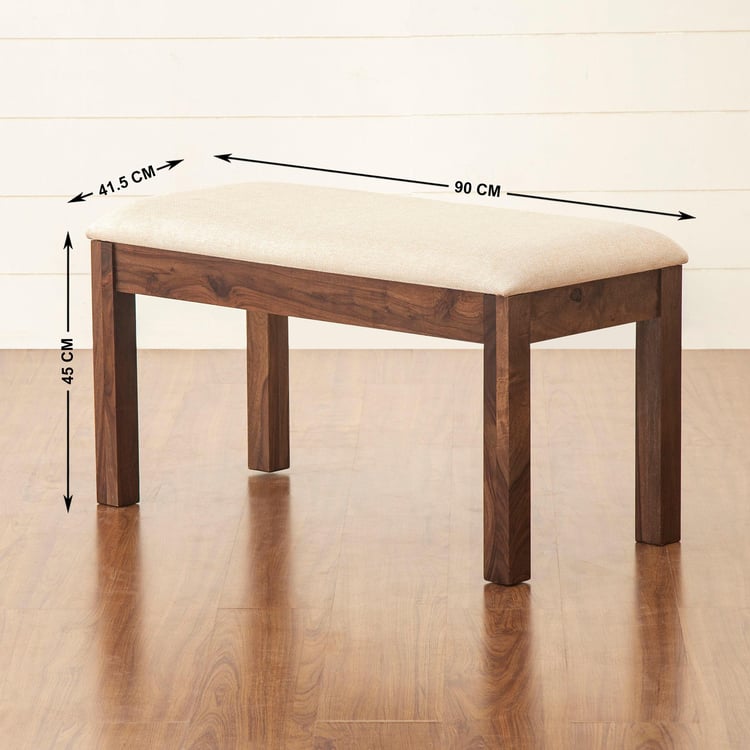 Veda 4-Seater Sheesham Wood Dining Table Set with 2 Benches - Brown