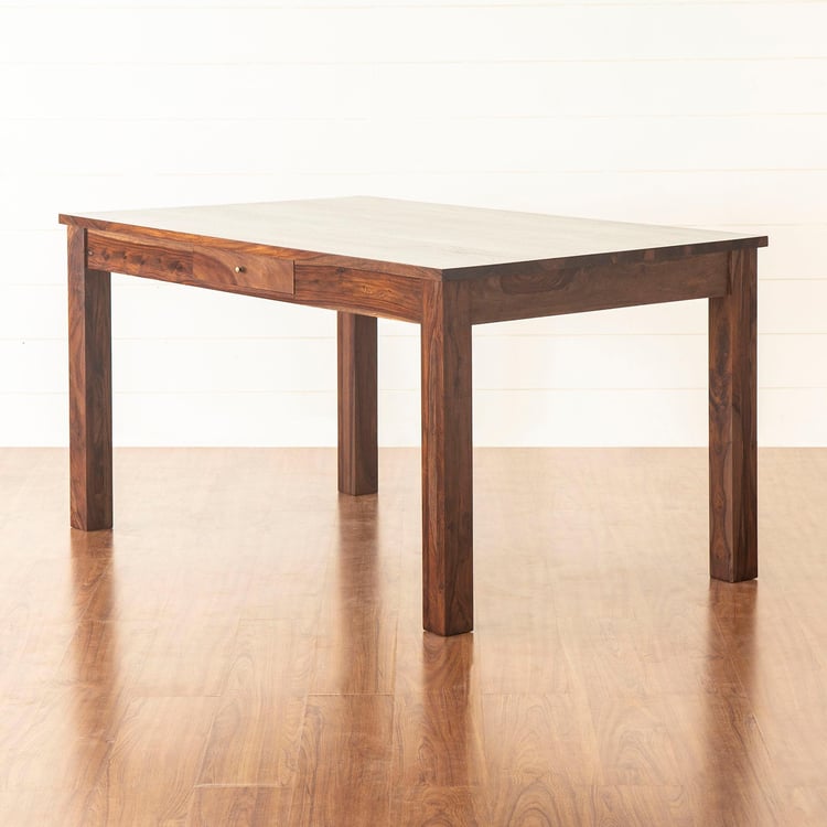 Veda 6-Seater Sheesham Wood Dining Table Set with 6 Chairs - Brown