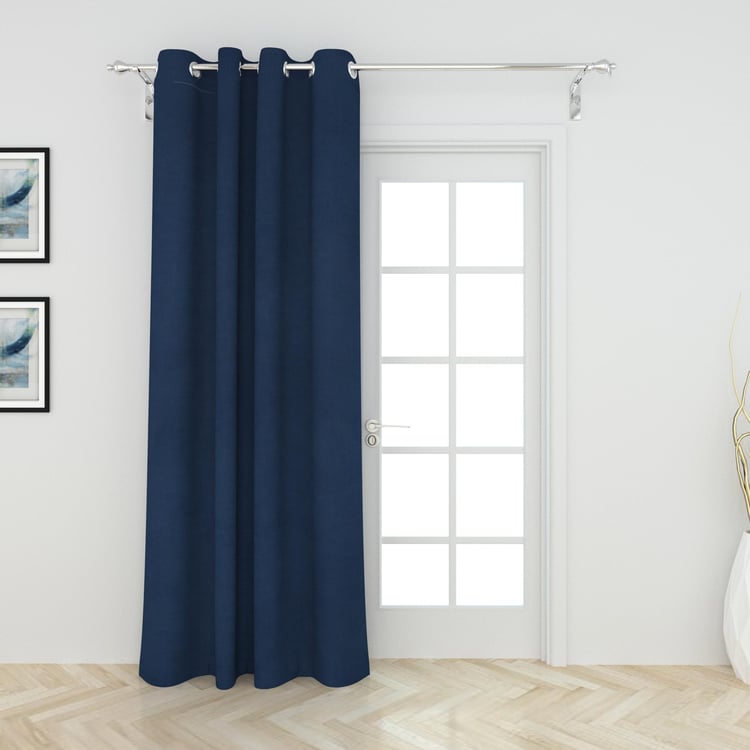 Colour Connect Della Blue Contemporary Solid Door Curtain - 225x120cm