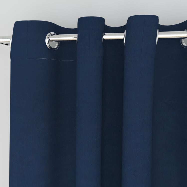 Colour Connect Della Blue Contemporary Solid Door Curtain - 225x120cm