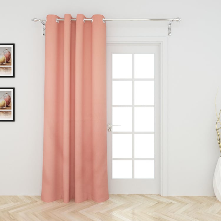 Colour Connect Della Peach Contemporary Solid Door Curtain - 225x120cm