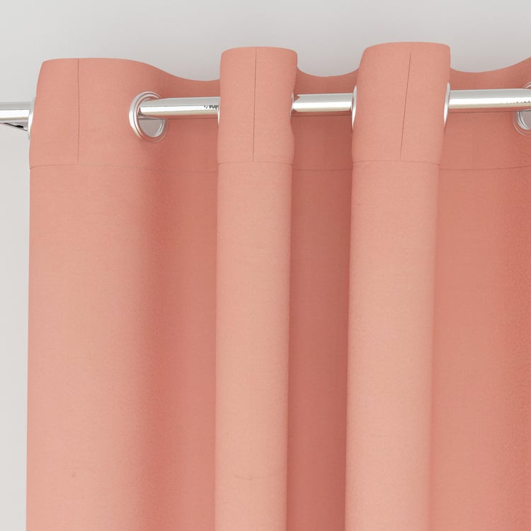 Colour Connect Della Peach Contemporary Solid Door Curtain - 225x120cm