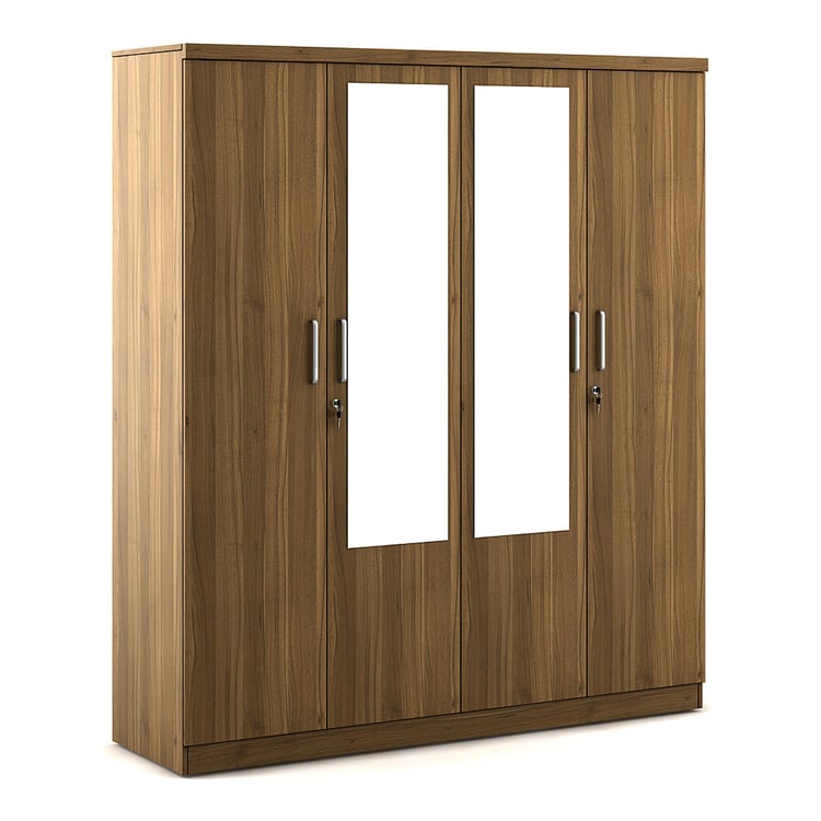 Quadro Promo 4-Door Wardrobe with Mirror - Brown