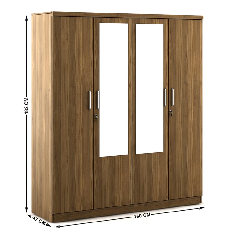 Quadro Promo 4-Door Wardrobe with Mirror - Brown