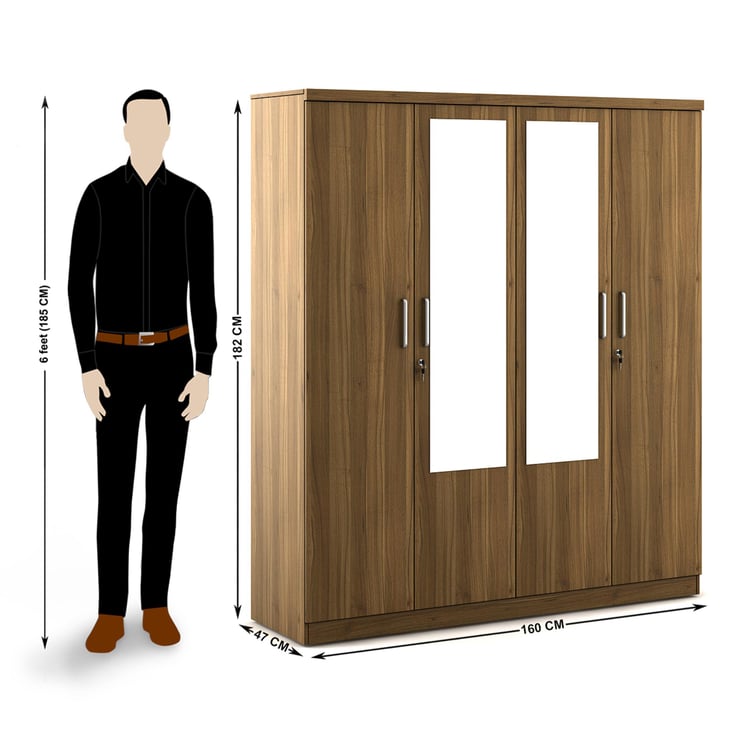 Quadro Promo 4-Door Wardrobe with Mirror - Brown