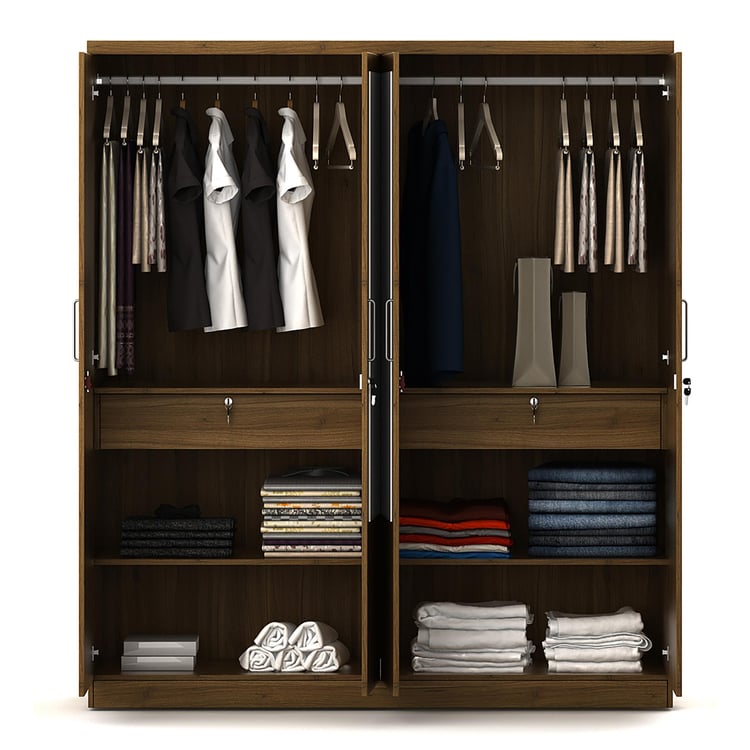 Quadro Promo 4-Door Wardrobe with Mirror - Brown