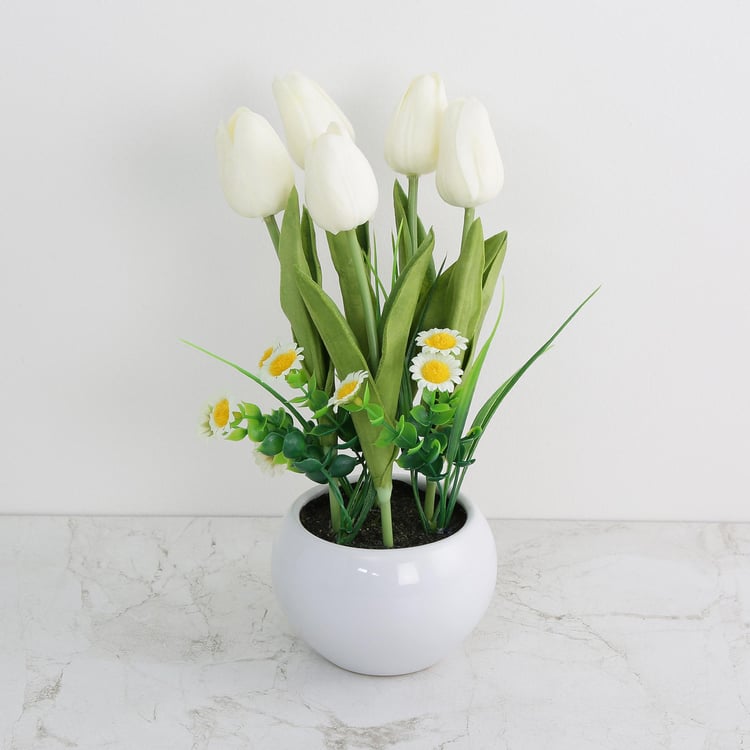 Gardenia Artificial Tulip Flower in Pot - 26 cm