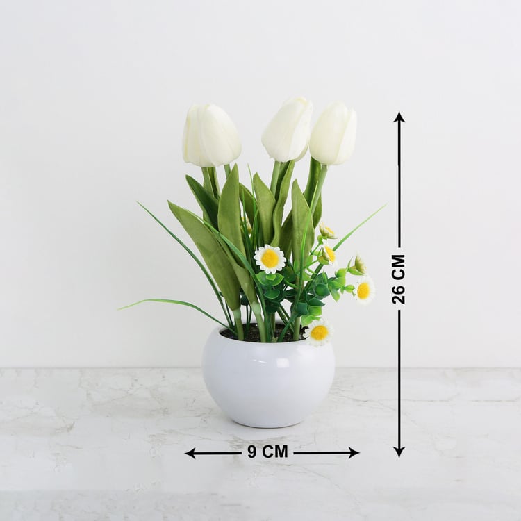 Gardenia Artificial Tulip Flower in Pot - 26 cm