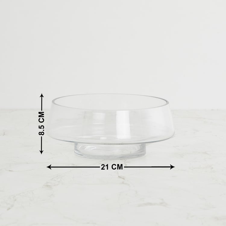 Contour Clear Range Transparent Solid Glass D�cor Bowl With Small Base - 21cm