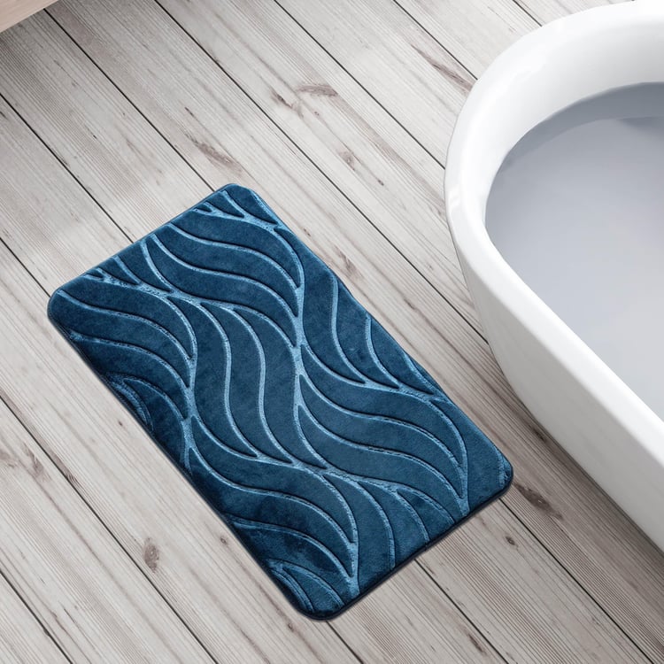 Buttercup Wave Memory Foam Anti-Slip Embossed Bath Mat - 50x75cm