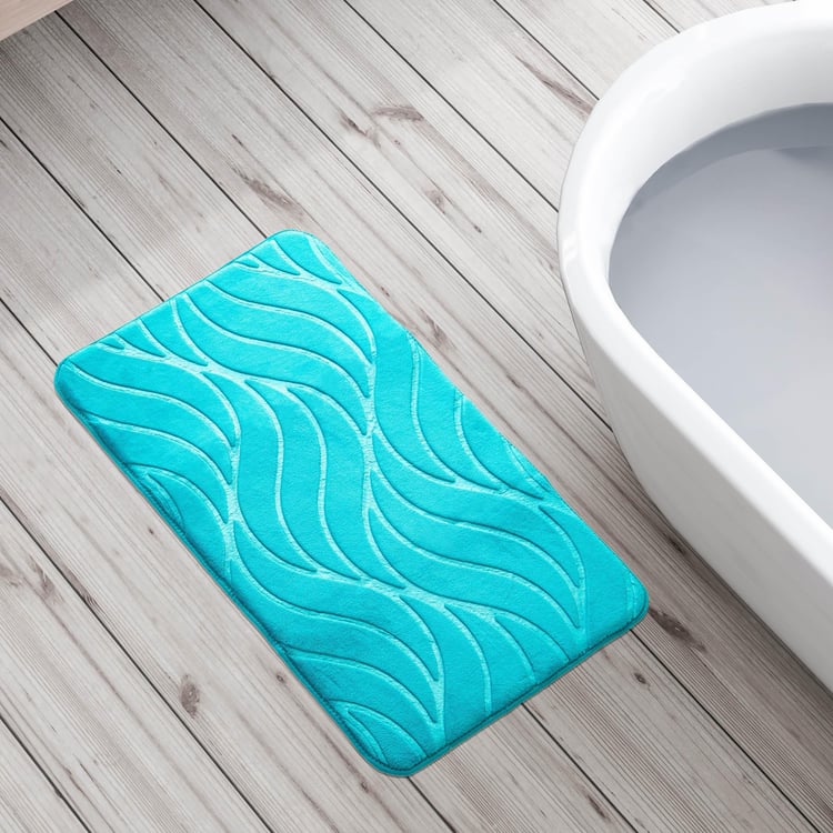 Buttercup Wave Memory Foam Anti-Slip Embossed Bath Mat - 50x75cm