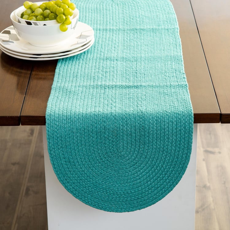 Colour Connect Textured Runner - Cotton - Table Runner 120 cm  L x 33 cm  W -Blue