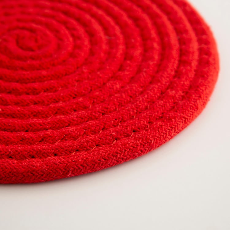 Colour Connect Solid Trivets - Cotton - Braided Trivet 23 cm  L x 23 cm  W -Red