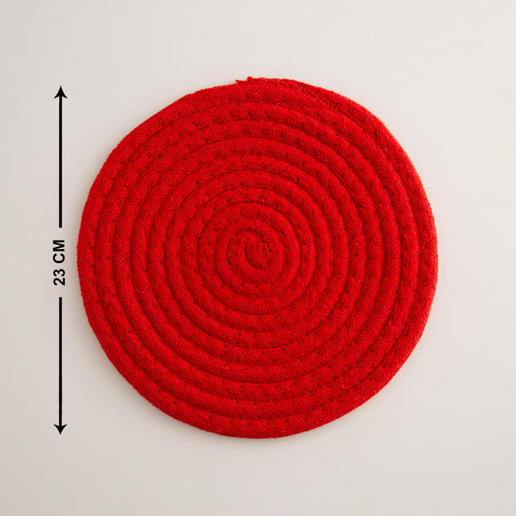 Colour Connect Solid Trivets - Cotton - Braided Trivet 23 cm  L x 23 cm  W -Red