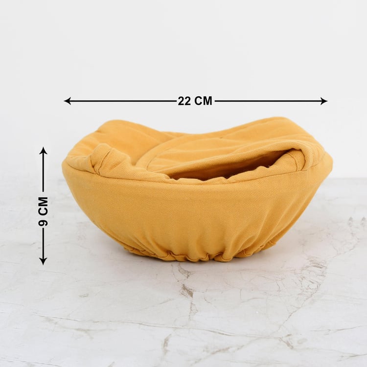Colour Connect Solid  Bread Basket - Cotton - Bread Basket 22 cm  L x 22 cm  W x 9 cm  H -Yellow