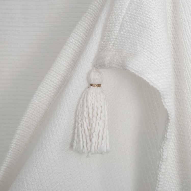 Marshmallow Solid Polyester Solid Throw : 200 cm x 135 cm White