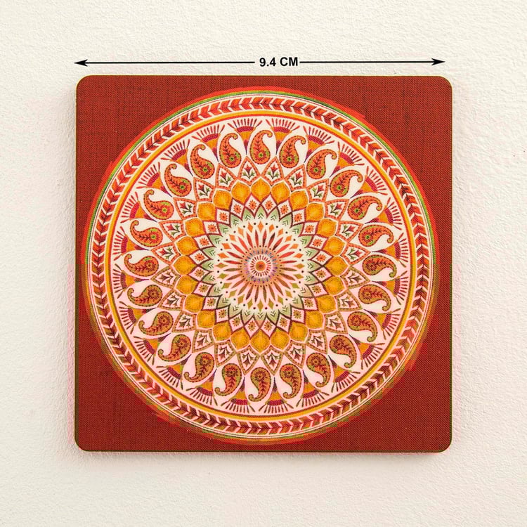 Maris Helina Multicolour Printed Coaster with Stand:- Set of 6