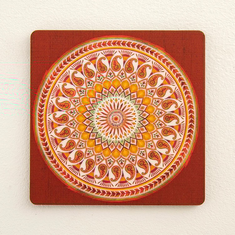 Maris Helina Multicolour Printed Coaster with Stand:- Set of 6