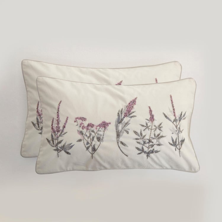 Mandarin Embellished Cushion Covers - Set of 2 Pcs. 32 cm x 52 cm