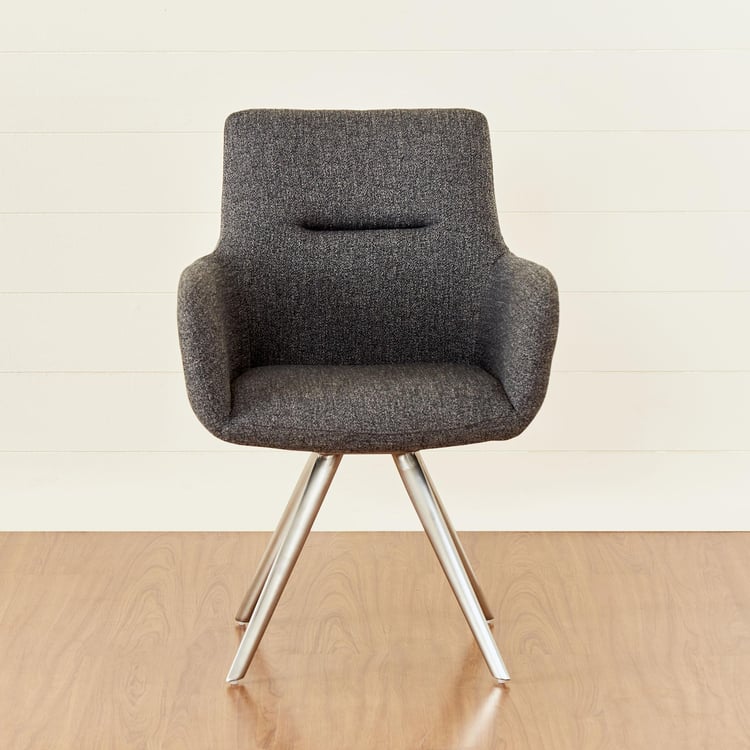 Edward Set of 2 Fabric Dining Chairs - Grey