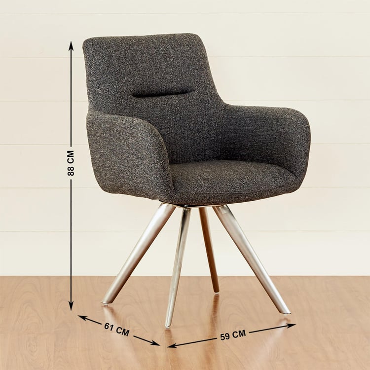 Edward Set of 2 Fabric Dining Chairs - Grey