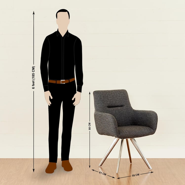 Edward Set of 2 Fabric Dining Chairs - Grey