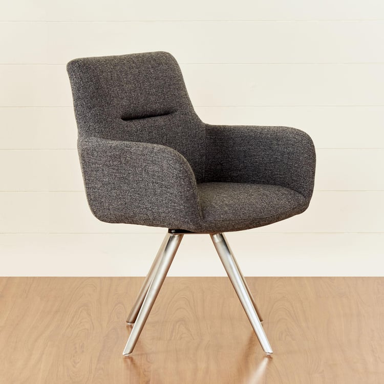 Edward Set of 2 Fabric Dining Chairs - Grey