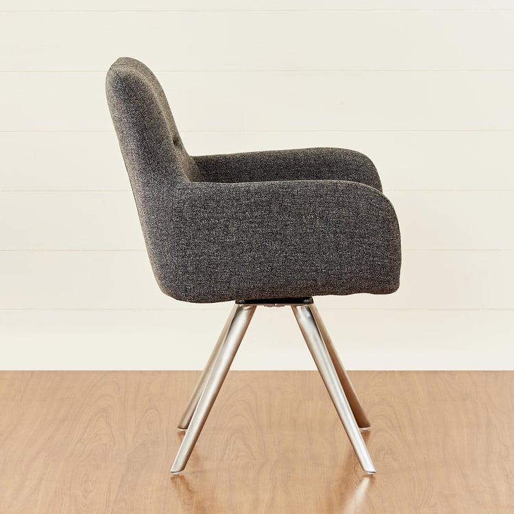 Edward Set of 2 Fabric Dining Chairs - Grey