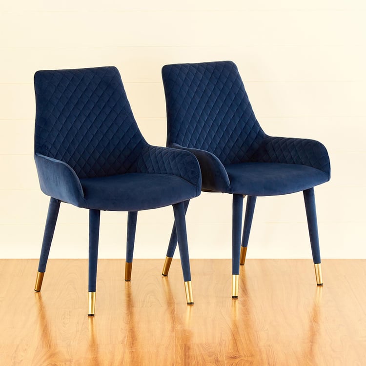 Paris Set of 2 Velvet Dining Chairs - Blue