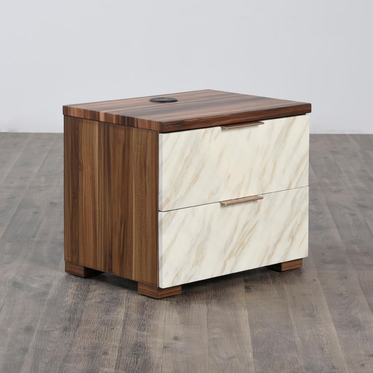 Antonio Bed Side Table with Dash Charger - Off-White