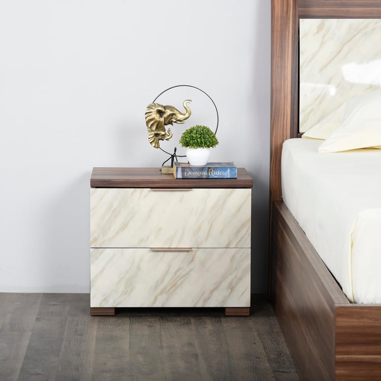 Antonio Bed Side Table with Dash Charger - Off-White