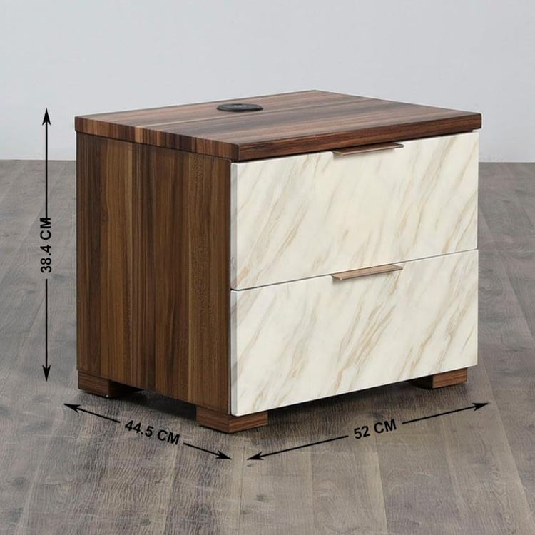 Antonio Bed Side Table with Dash Charger - Off-White