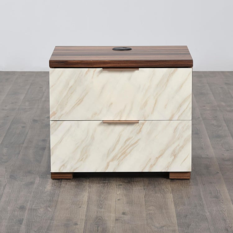 Antonio Bed Side Table with Dash Charger - Off-White