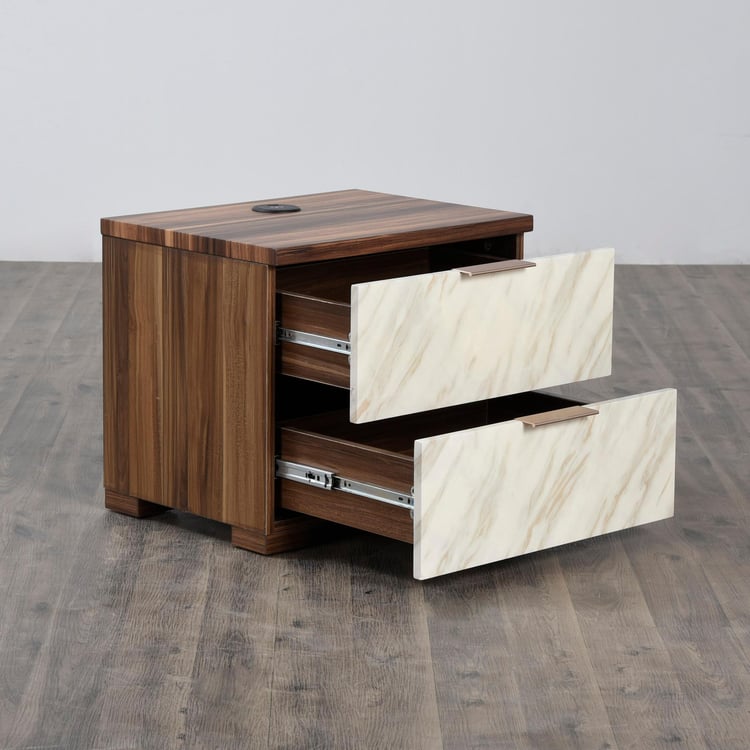 Antonio Bed Side Table with Dash Charger - Off-White