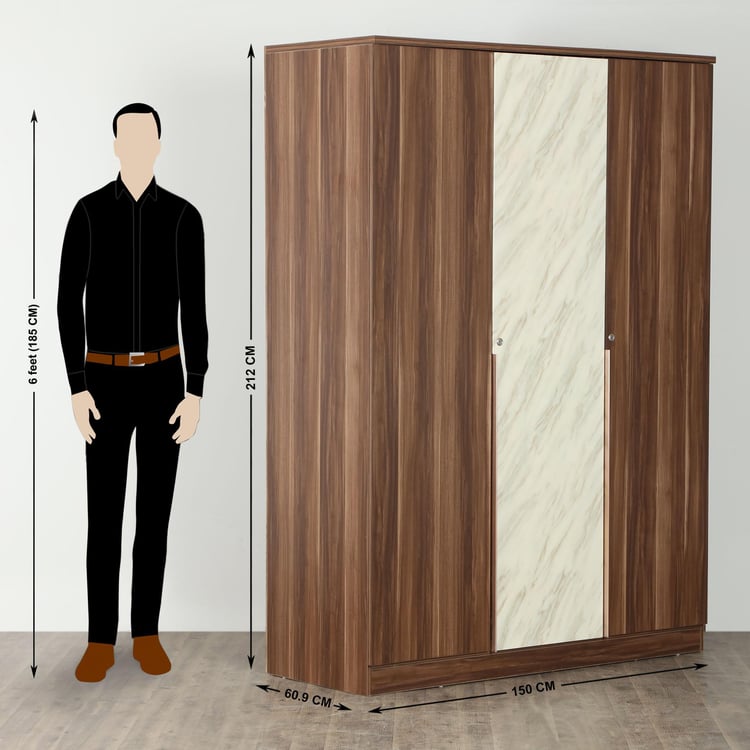 Antonio 3-Door Wardrobe - Brown