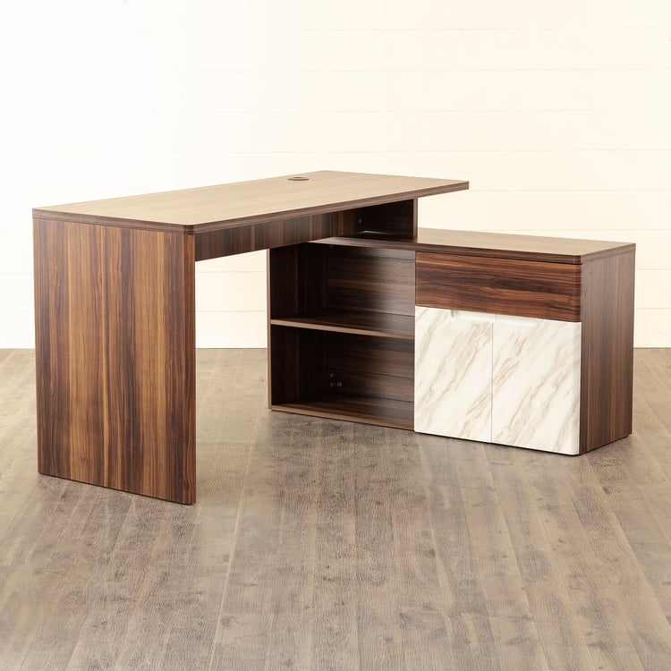 Antonio Corner Desk - Brown and White