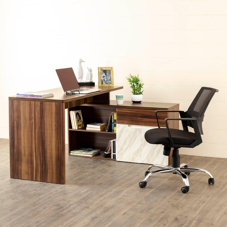 Antonio Corner Desk - Brown and White