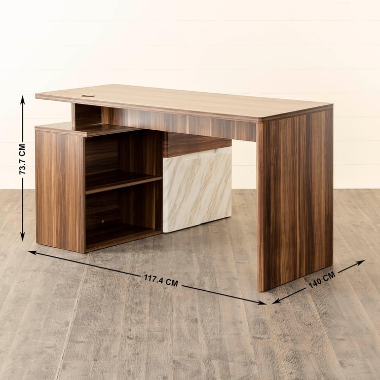 Antonio Corner Desk - Brown and White