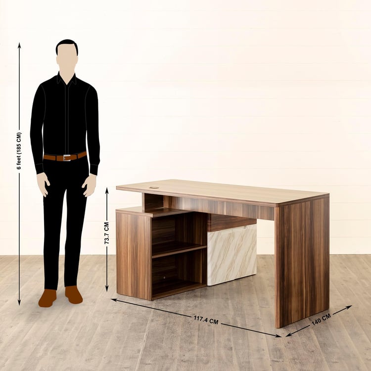 Antonio Corner Desk - Brown and White