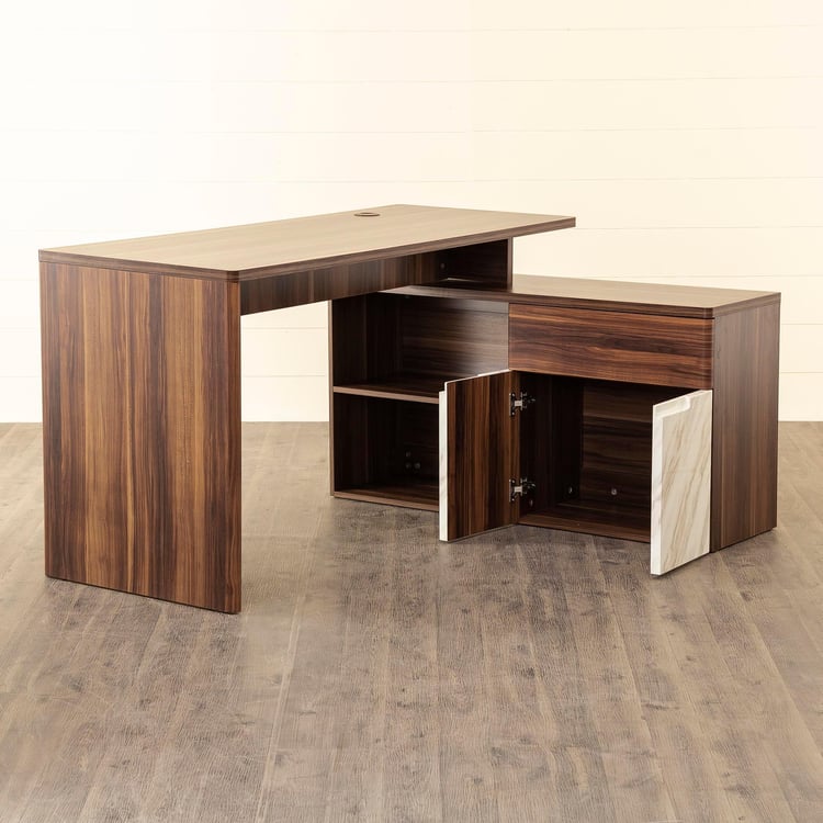 Antonio Corner Desk - Brown and White