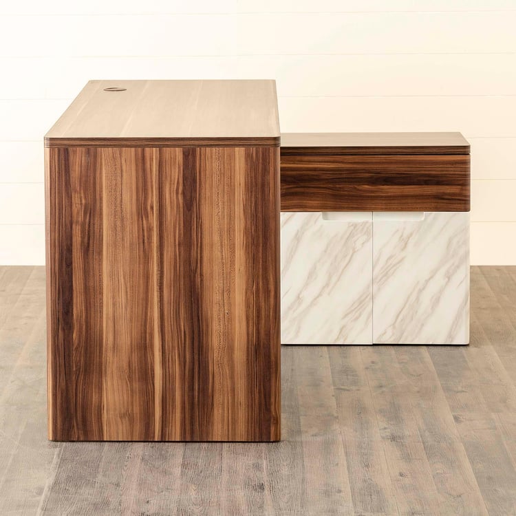 Antonio Corner Desk - Brown and White