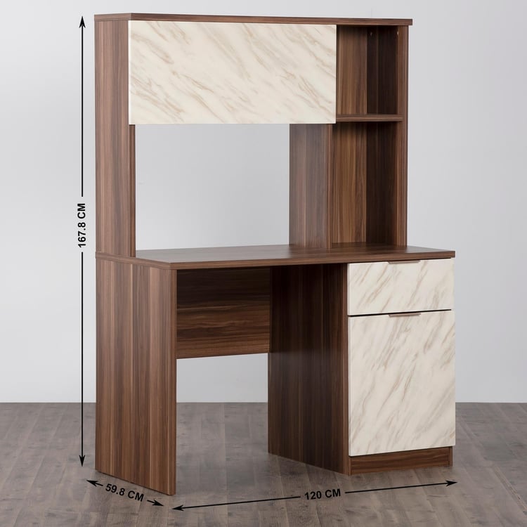 Antonio Study Desk with Cabinet - Brown and White